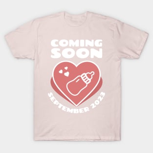 Baby Announcement. Feeding Bottle. Coming soon. September 2023 birthday T-Shirt